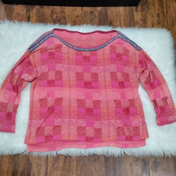 Felgar Barcelona and Aldo Martins Pink Boxy Plaid Knit Sweater Women's Size 8 - Picture 5 of 14